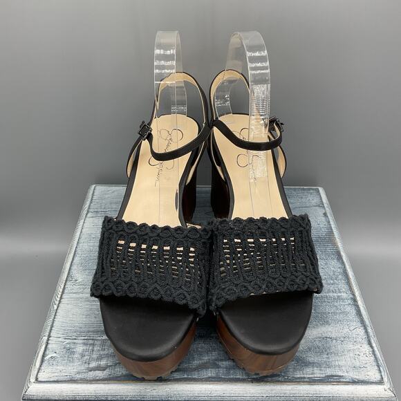 NEW Jessica Simpson Women’s Timia Woven Slingback Platform Sandals Black Size 9M - Picture 3 of 10